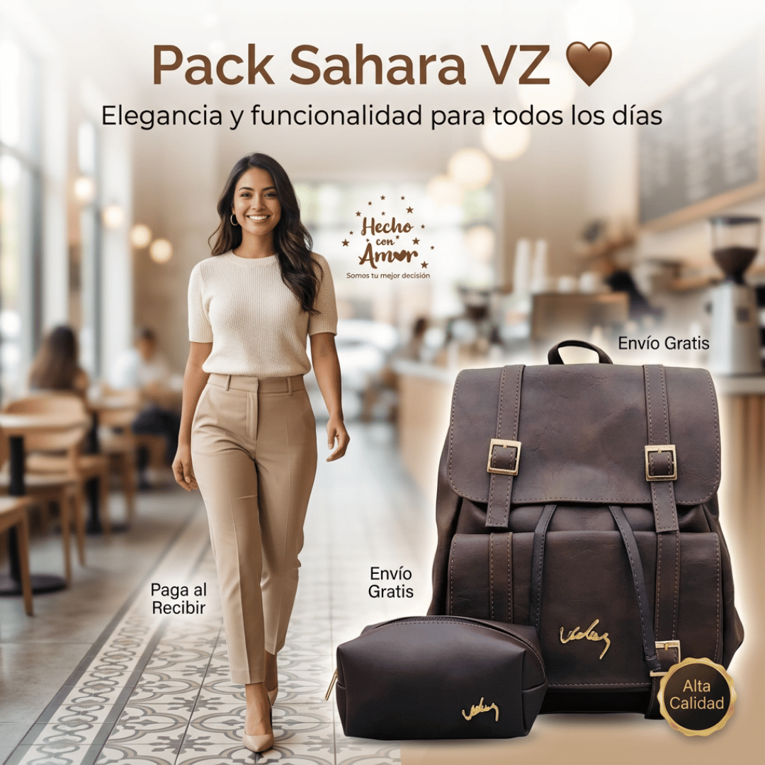 Pack Sahara VZ: Morral + Cosmetiquera