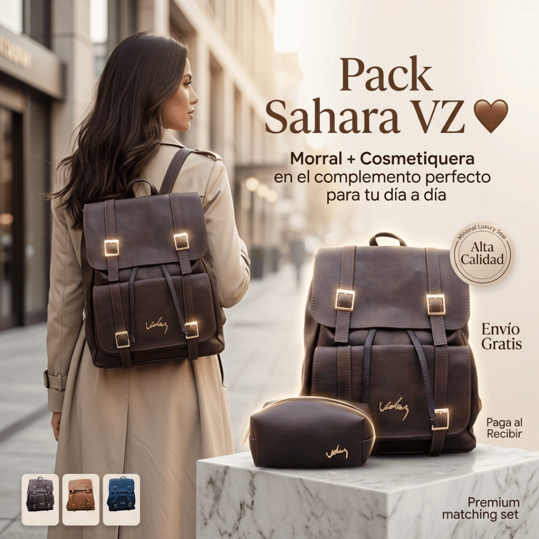 Pack Sahara VZ: Morral + Cosmetiquera